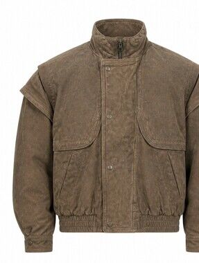 Men's Authentic Size Medium Brown Utility Bomber Jacket